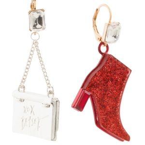 Betsey Johnson Red Shoe and Silver Handbag Earrings